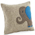 Handmade Pillow in Hand Felted Wool - Blue Elephant on Gray - 18" - ARCADIA HOME